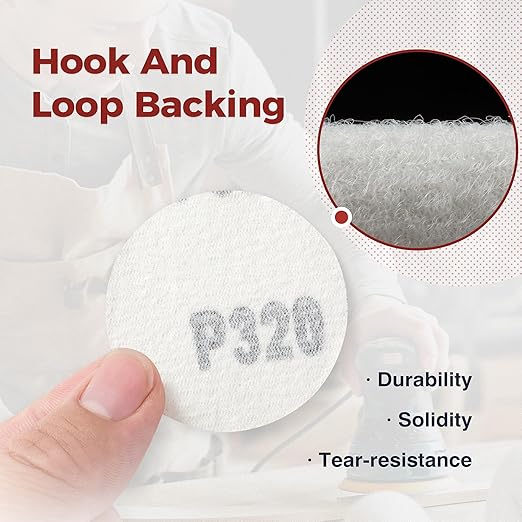 S SATC 100PCS 2 Inch Hook and Loop Sanding Discs 320 Grit Orbital Sander Pads for Sanders Drill Aluminum Oxide Sandpaper Discs for Woodworking Wood Automotive Metal No-Hole