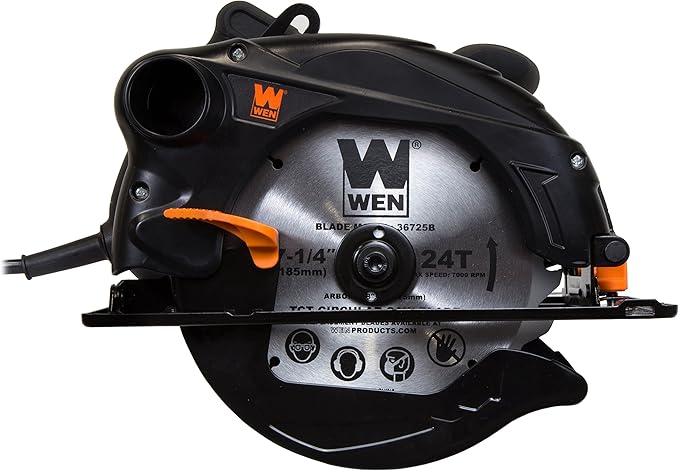 WEN 36725 12A 7-1/4-Inch Sidewinder Circular Saw with 2-1/2-Inch Cutting Depth,Black