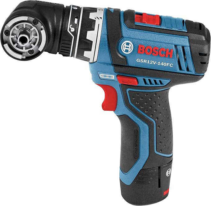 BOSCH 12V Max Cordless Power Drill Driver Kit with 5-In-1 Flexiclick System Multi-Head Drill Set with (2) 2 Ah Batteries (GSR12V-140FCB22)