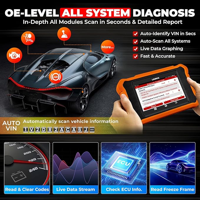 LAUNCH Creader Elite V2.0 for Land Rover Jaguar OBD2 Scanner, 2025 Bi-Directional Full Systems Diagnostic Scan Tool, All Reset Services, Active Test, Height Calibration, Lifetime FRee Update, Auto VIN