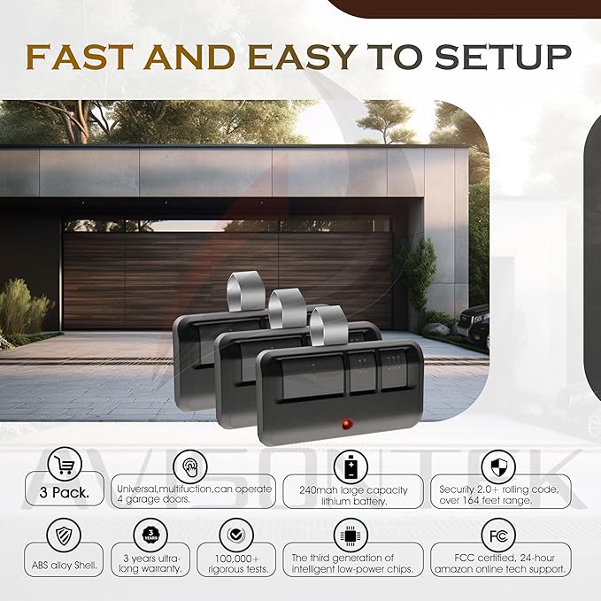 3 for 893MAX 893LM Universal LiftMaster Garage Door Opener Remote 3-Year-Warranty Compatible with 891LM 371LM 373LM 971LM 973LM 81LM 83LM