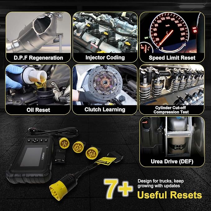 Launch CRP129 HD Heavy Duty Truck Scanner, Car Diagnostic Scanner for Commercial Vehicles, Full Sysem Diagnostic Tool, 7+ Services, Power Balance Test, Full OBD2/HD OBD/EOBD, 51+ Brands