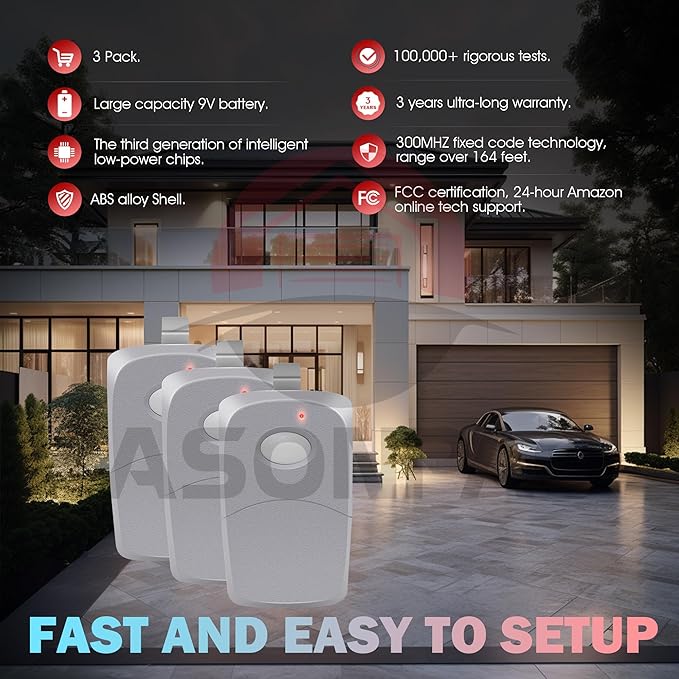 3 for Multicode Gate Opener Remote 3089 308911 MCS308911 Garage Door Opener 3-Year-Warranty