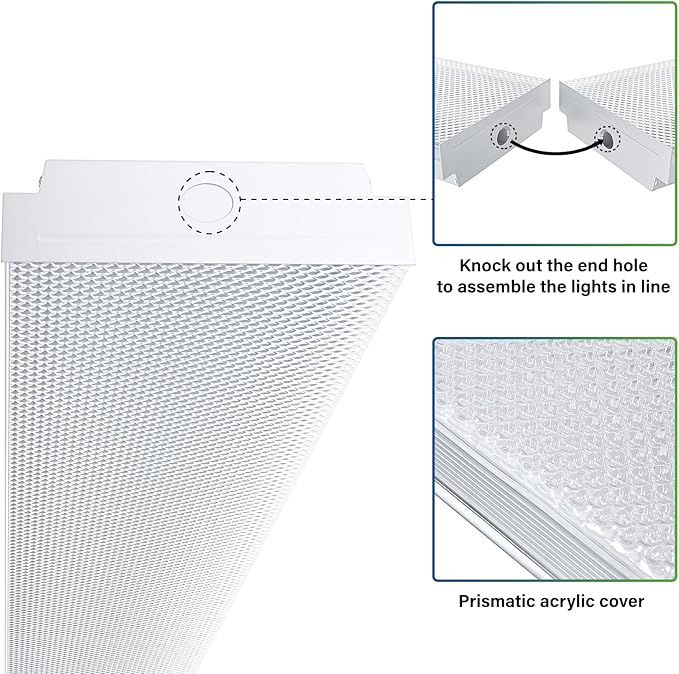 ANTLUX 4FT LED Wraparound Light 40W LED Garage Shop Lights, 40W 4400LM, 4000K, 4 Foot Wrap Around Fixture, 48 Inch Linear Strip Flush Mount Office Ceiling Lighting, 128W Fluorescent Tube Replacement