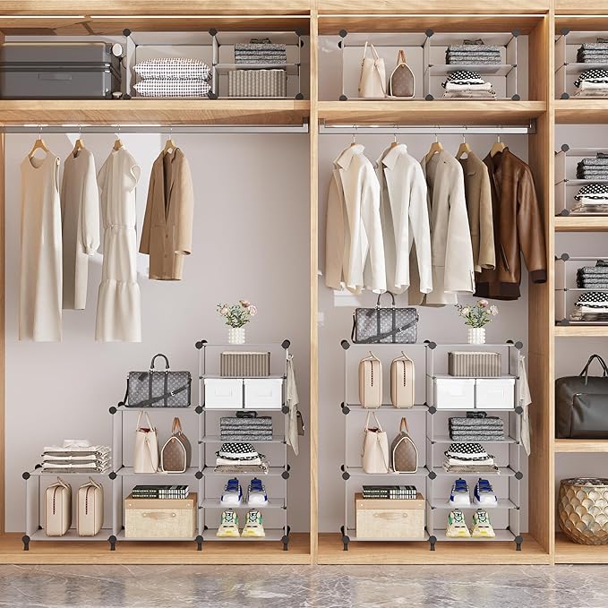AWTATOS Closet Organizer 6 Cube Storage Shelves Portable Closet Clothes Organizers and Storage Stackable Cubby Shelving for Closet Bedroom Living Room Translucent