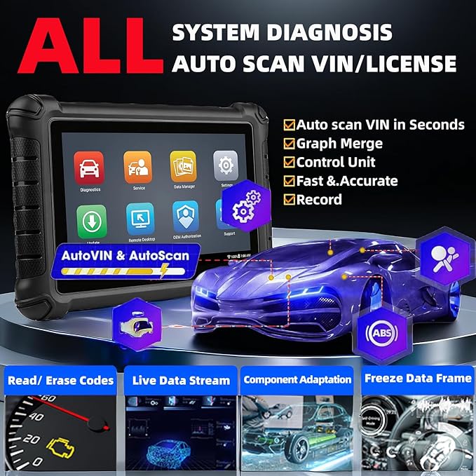 Autel Scanner Maxicheck MX900 OBD2 Scanner Tool Upgrade of MaxiCom MK808 PRO MX808S MK808 MK808BT DS808 MP808S 40 + Services bidirectional scan Tool All System Diagnostic 10000+ Vehicles DoIP CAN FD
