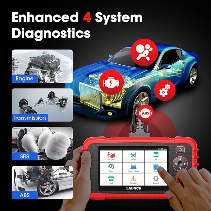 Launch OBD2 Scanner CRP123X V2.0, 2025 Lifetime Update WiFi Scan Tool, Engine at SRS Airbag Scanner, 7 Resets Diagnostic Scanner, Code Reader for All Cars, AutoVIN, FCA SGW, Voltage Monitor