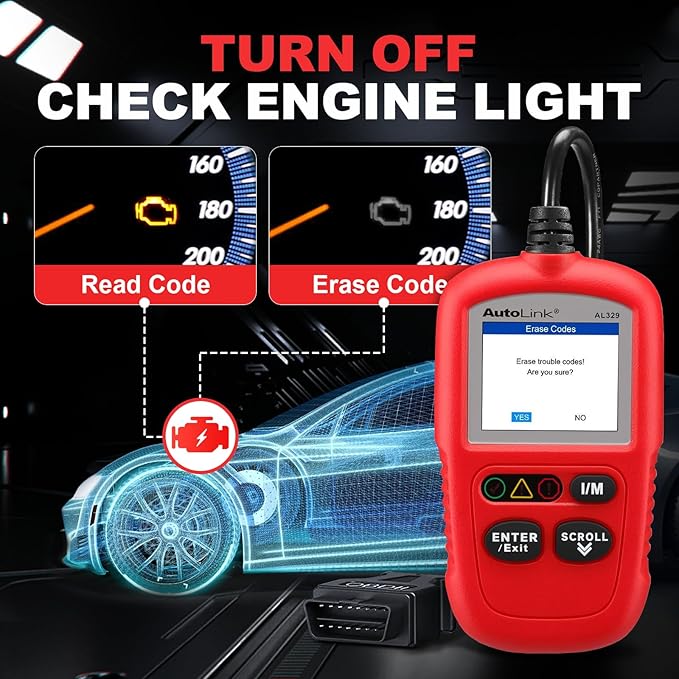 Autel OBD2 Scanner Autolink AL329, Universal Check Engine Code Reader for Cars Since 1996, Upgrade from AL319 Diagnostic Scan Tool, I/M Readiness Test, Vehicle Live Data Display