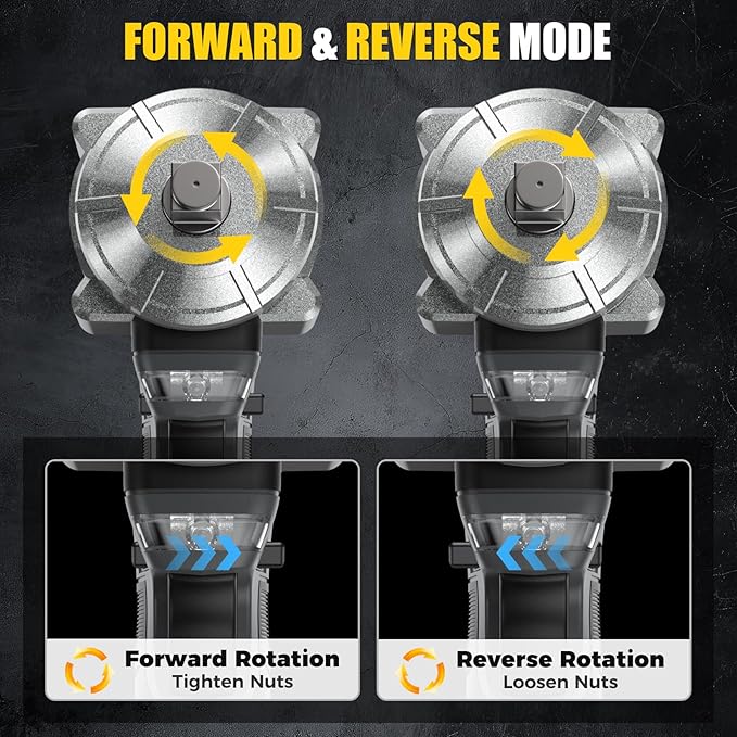 Cordless Impact Wrench, 1200Nm(900ft-lbs) High Torque 1/2'' Impact Wrench, 21V Brushless Electric Impact Gun with 2Pcs 4.0Ah Batteries, 1 Hour Fast Charger, 5 Sockets, Power Impact Driver for Car Home