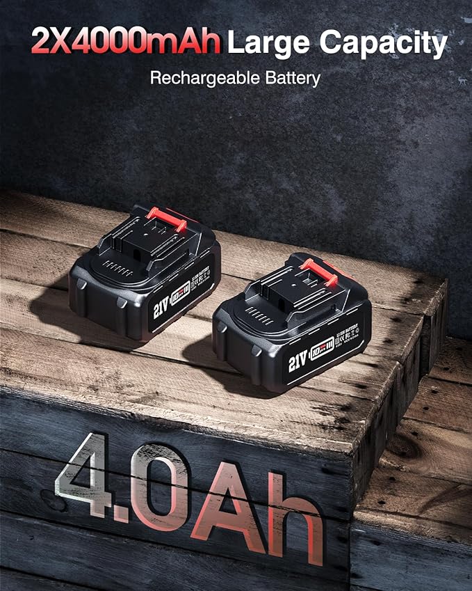 1000Nm(738ft-lbs) Cordless Impact Wrench High Torque w/ 2x 4.0Ah Battery, Electric Impact Wrench 1/2 Inch, Power Battery Impact Gun 1/2 Drive, Fast Charger, 4 Sockets for Truck RV Car