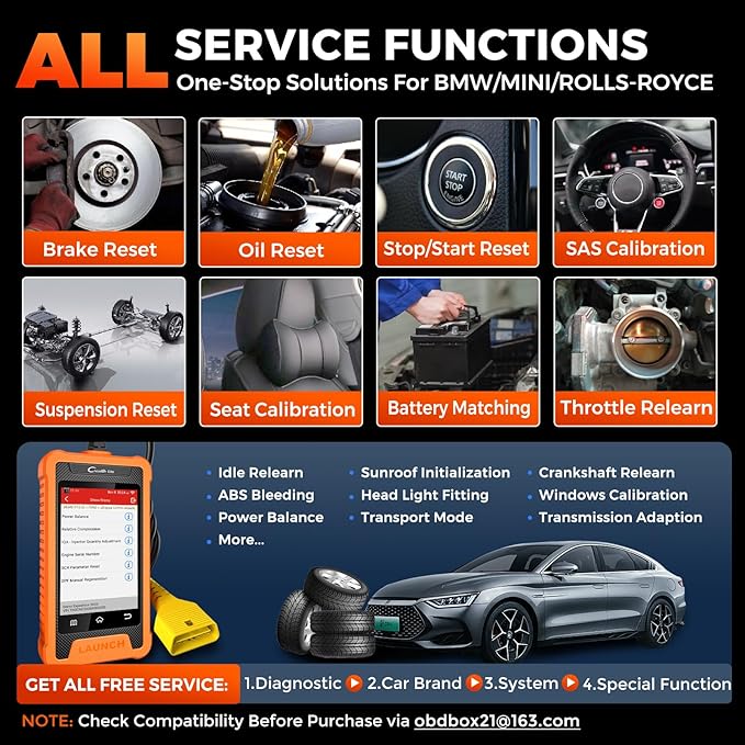 LAUNCH Creader Elite For BMW OBD2 Scanner, 2025 Full Systems Diagnostic Bi-directional Scan Tool, All Reset Service, ECU Coding, Battery Registration Tool for BMW Mini Rolls-Royce,Lifetime Free Update