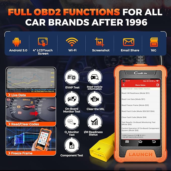 LAUNCH Creader Elite For BMW OBD2 Scanner, 2025 Full Systems Diagnostic Bi-directional Scan Tool, All Reset Service, ECU Coding, Battery Registration Tool for BMW Mini Rolls-Royce,Lifetime Free Update