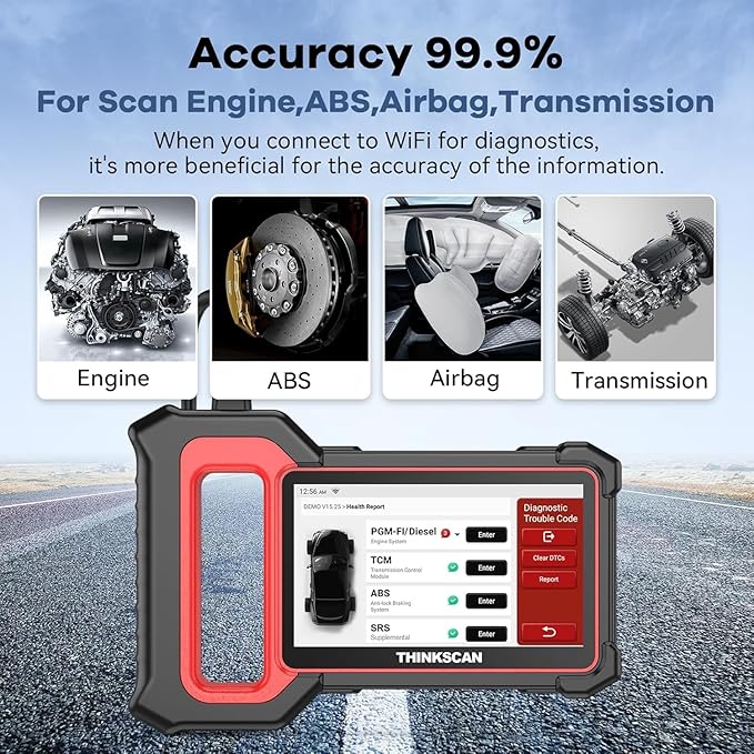 THINKCAR OBD2 Scanner, ThinkScan Plus S5 ABS,SRS,TCM,ECM System CAN Diagnostic Scan Tool, 5 Inches Touchscreen, 94 Brands Car Code Reader, FCA AutoAuth, Wireless Update