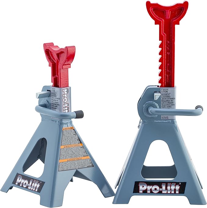 Pro-Lift T-6903D Double Pin Jack Stands + Pro-Lift C-2036D Grey Z-Creeper Seat
