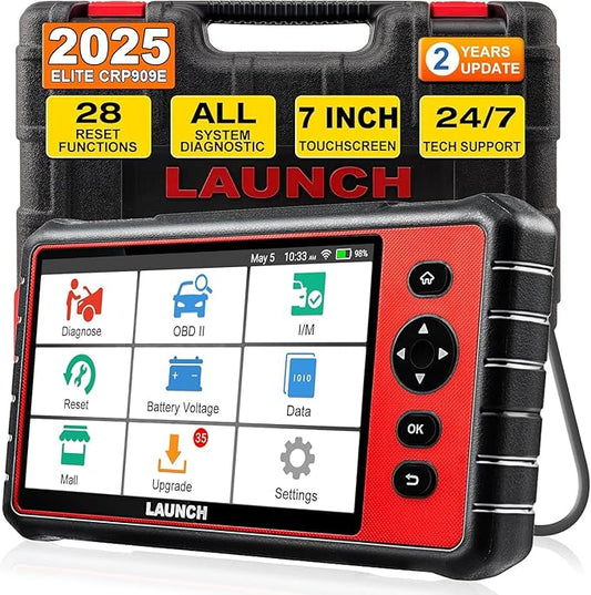 LAUNCH CRP909E Elite Full System OBD2 Scanner,2025 OE-Level Car Diagnostic Scan Tool,28+ Reset Service,TPMS,SAS,DPF,ABS Bleeding,2 Years Free Update