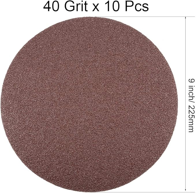 uxcell 9 Inch Sanding Disc 40 Grits Flocking Sandpaper for Sander 10 Pcs