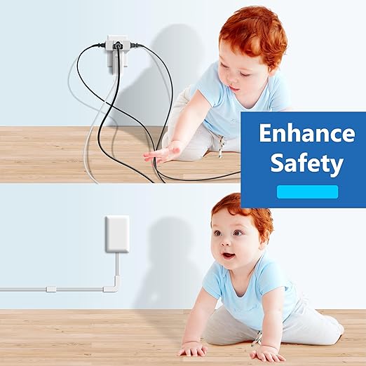 LIDER Surge Protected Outlet Extender, 4-Outlet Power Strip, 21W USB Type-A, and 2 USB Type-C Port, Ultra-Thin Wall Plate Plug with Cord Extender, Flat-Face, Slim Design, 5ft Cord, 720 Joules, White