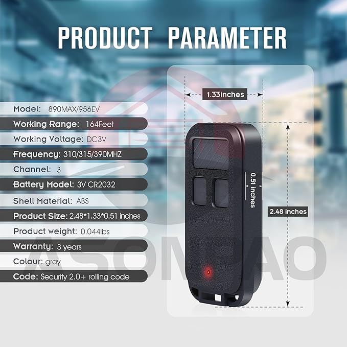 3 for 890MAX 956EV Universal Liftmaster/Chamberlain/Sears Craftsman/Genie/Linear Garage Door Opener Remote 3-Years-Warranty