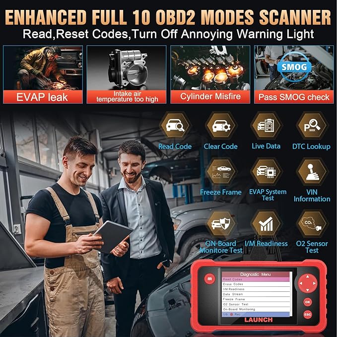 LAUNCH CRP123 V2.0 Plus Elite[2025 New Model]All System Scan Tool with 3 Reset Oil Service/Throttle Relearn/SAS Reset,OBD2 Scanner Diagnostic Tool