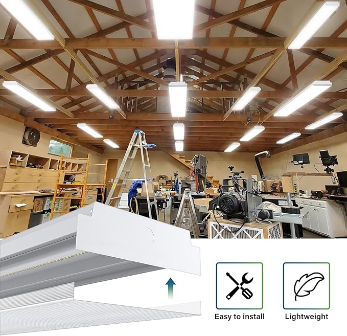 ANTLUX 4FT LED Wraparound Light 40W LED Garage Shop Lights, 40W 4400LM, 4000K, 4 Foot Wrap Around Fixture, 48 Inch Linear Strip Flush Mount Office Ceiling Lighting, 128W Fluorescent Tube Replacement