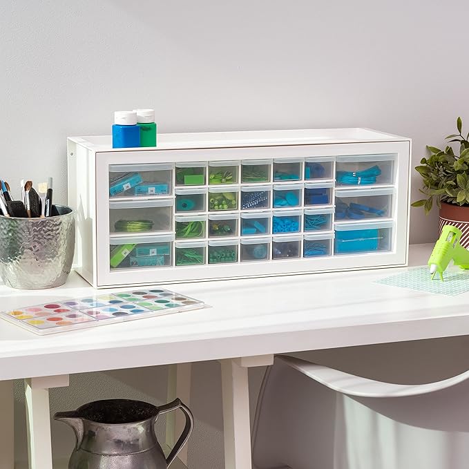 IRIS USA Tool Box Organizer, Sewing Cabinet, Teacher Toolbox, Craft Cabinet Storage, 26 Drawer Parts Cabinet, Tool Organizer, Art Storage Cabinets, Screw, Small Parts, Scrapbook Art Hobby - White