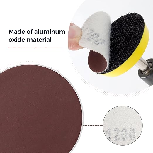 S SATC 2 Inch Hook and Loop Sanding Discs No-Hole Sandpaper 1200 Grit Orbital Sander Pads for Sanders Drill 100PCS Aluminum Oxide Sandpaper Discs for Woodworking Wood Automotive Metal