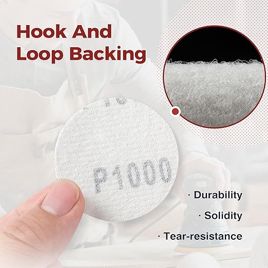 S SATC 2 Inch Hook and Loop Sanding Discs No-Hole Sandpaper 1000 Grit Orbital Sander Pads for Sanders Drill 100PCS Aluminum Oxide Sandpaper Discs for Woodworking Wood Automotive Metal