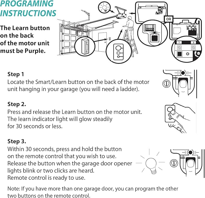 for Sears Craftsman Garage Door Opener Remote Purple Three Button Transmitter 139.53985D 139.53990D HBW2028 139.53753B W 371LM 373lm 370lm 315MHz