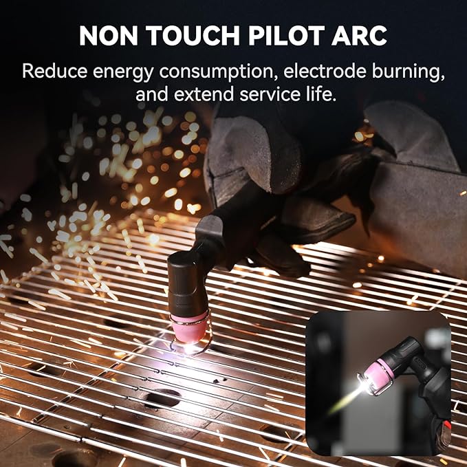ARCCAPTAIN 55A Plasma Cutter, Non-Touch Pilot ARC High-Frequency Air Plasma Cutting Machine, 110/220V Dual Voltage IGBT Inverter, 1/2" Clean Cut, Post Flow,2T/4T, and 1/4" - 18 NPT, for Beginners DIY