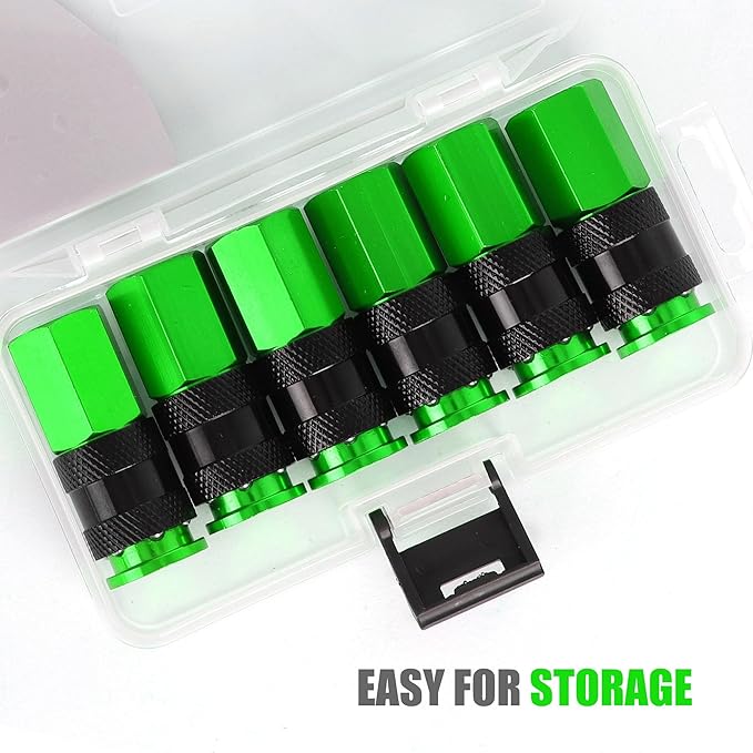 Air Hose Fittings, 6 Pieces AMT Universal Air Couplers with 1/4" NPT Female Threads, Green