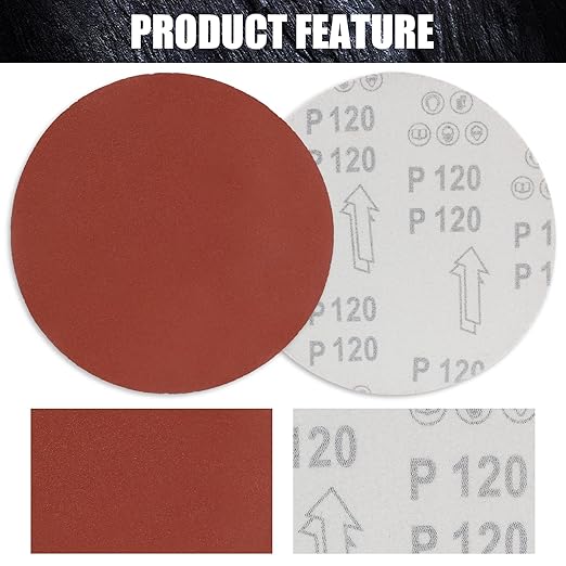 Biaungdo 30 Pcs 7-Inch Sandpapers Sand Discs Hook and Loop Grinding Polishing for Random Orbit Sander,120 Grit