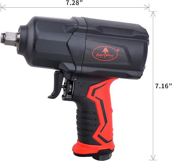 AEROPRO TOOLS 1/2-Inch Composite Air Impact Wrench(A301), Twin Hammer, 1200FT-LBS Max Loosening Torque, 7000RPM, Heavy Duty Pneumatic Impact Gun, for Auto Repair, Tire Shop