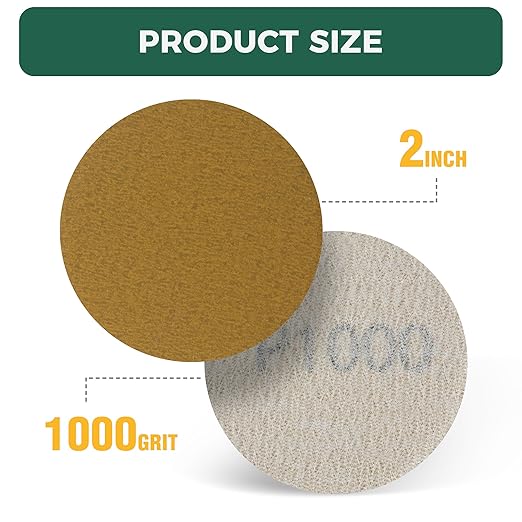 S SATC 2 Inch Hook and Loop Sanding Discs 50PCS Sanding Discs 1000 Grit Aluminum Oxide Orbital Sander Pads Grinder Rotary Tools Attachment,Woodworking Wood,Automotive Paint,No-Hole