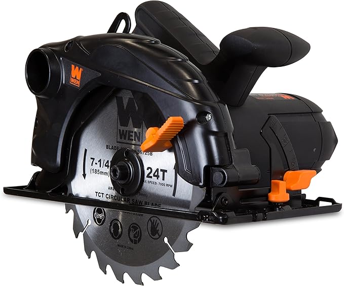 WEN 36725 12A 7-1/4-Inch Sidewinder Circular Saw with 2-1/2-Inch Cutting Depth,Black