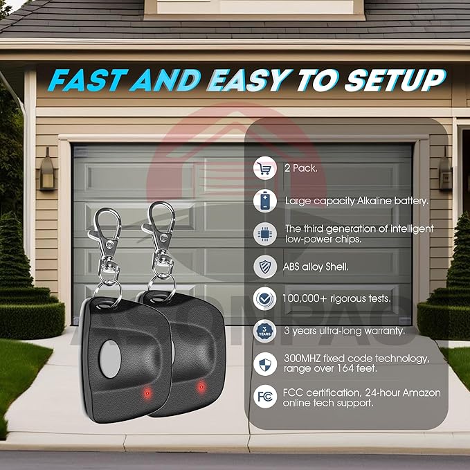 ASONPAO 2X 3089,308911,3060,3070 Multicode Gate Opener Remote Multicode Garage Door Opener 3-Year-Warranty Long-Lasting Alkaline Battery Ultra-Long Range