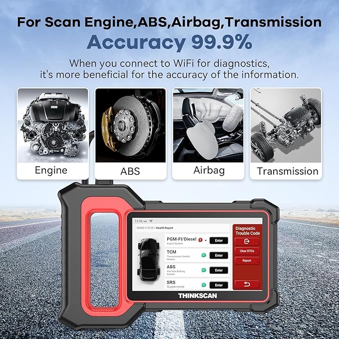 THINKCAR OBD2 Scanner, ThinkScan Plus S6 ABS,SRS,ECM,TCM System Diagnostic Scan Tool with 5 Services, 94 Brands Car Code Reader, FCA AutoAuth, Wireless Update