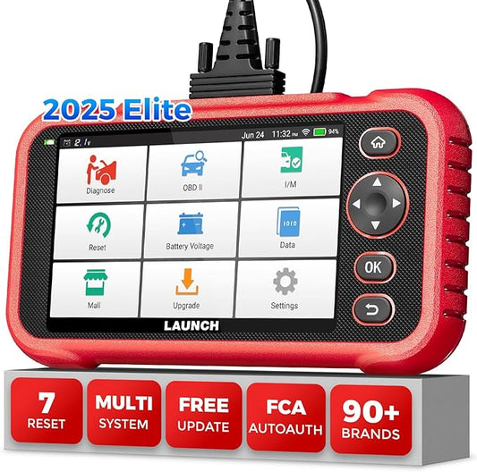 LAUNCH OBD2 Scanner CRP123I V2.0 Elite,2025 Lifetime Free Update Engine ABS SRS Transmission Diagnostics Tool with 7 Resets,Oil/ABS/Throttle/SAS/BMS/EPB/DPF Reset Car Scanner,Battery Test,FCA AutoAuth