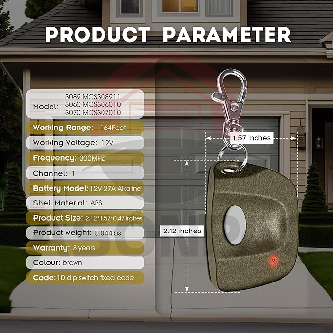3 for Multicode Gate Opener Remote 3089, 3060, 3070,Garage Door Opener 3-Year-Warranty Long-Lasting Alkaline Battery Ultra Long Range