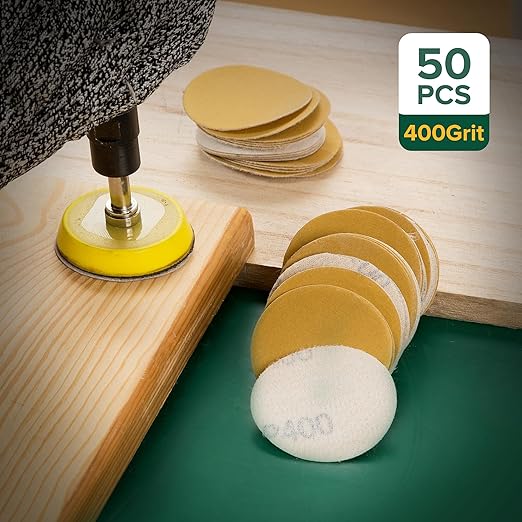 S SATC 2 Inch Hook and Loop Sanding Discs 50PCS Sanding Discs 400 Grit Aluminum Oxide Orbital Sander Pads Grinder Rotary Tools Attachment,Woodworking Wood,Automotive Paint,No-Hole
