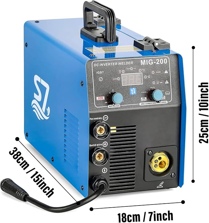 S7 Gas and Gasless 200A 110V/220V Multiprocess MIG Welder - 4-in-1 Welding Machine for Flux Cored, MIG, Lift TIG, and Stick ARC Welding Machine