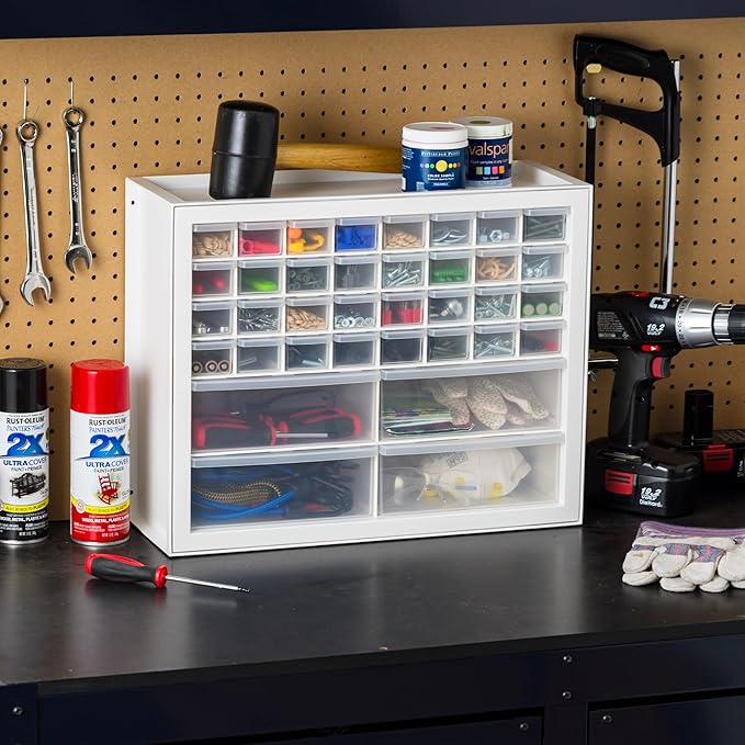 IRIS USA Craft Cabinet Storage, Screw Organizer, Hardware Storage Organizer, 36 Drawer Parts Cabinet, Art Storage Cabinets, Small Parts, Nuts and Bolts, Tool Storage, Scrapbook Art Hobby - White