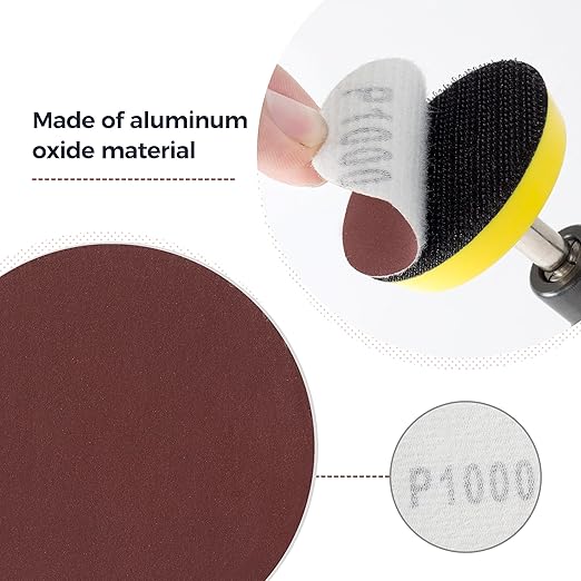S SATC 2 Inch Hook and Loop Sanding Discs No-Hole Sandpaper 1000 Grit Orbital Sander Pads for Sanders Drill 100PCS Aluminum Oxide Sandpaper Discs for Woodworking Wood Automotive Metal