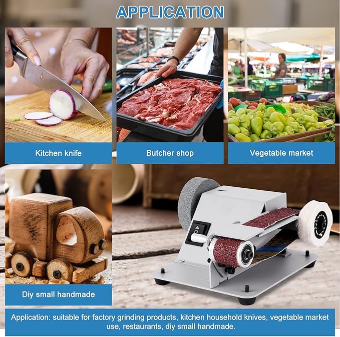 Mini Electric Belt Sander 1.18 x 13 inch Adjustable Angle Small Sanding Belt Machine 120W for Household Knife Sharpening, DIY Wood Crafts Metal Stone Plastic Grinding and Polishing