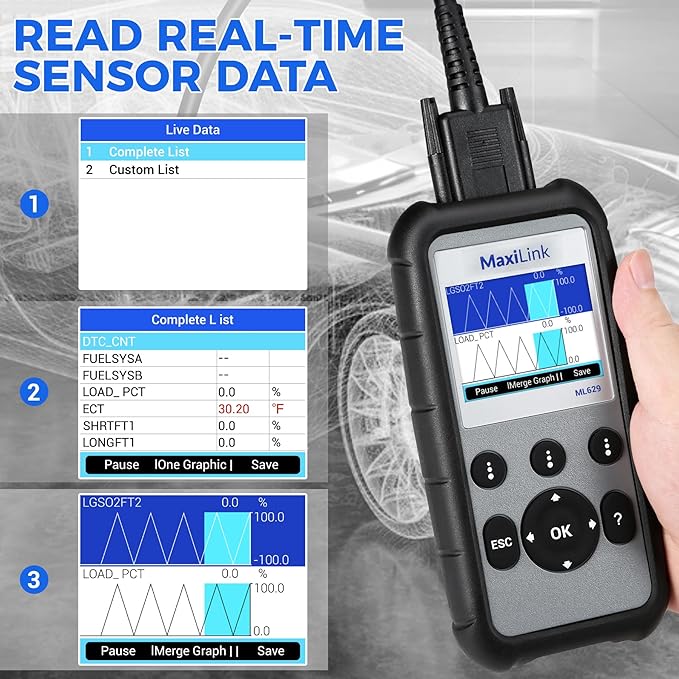 AUTEL MaxiLink ML629 Automobile OBD2 Scanner Code Reader, Vehicle Diagnostic Scan Tool, Full OBDII Car Code Reader Tool, Upgraded of AL519/AL619/ ML619 Model