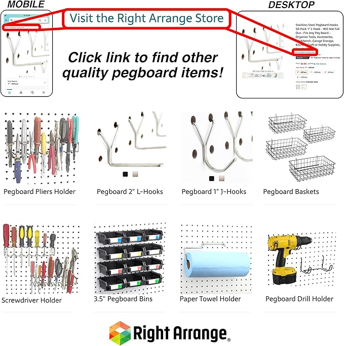 Pegboard Bins - 12 Pack Black - Hooks to Any Peg Board - Organize Hardware, Accessories, Attachments, Workbench, Garage Storage, Craft Room, Tool Shed, Hobby Supplies, Small Parts