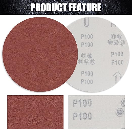 Biaungdo 30 Pcs 7-Inch Sandpapers Sand Discs Hook and Loop Grinding Polishing for Random Orbit Sander,100 Grit