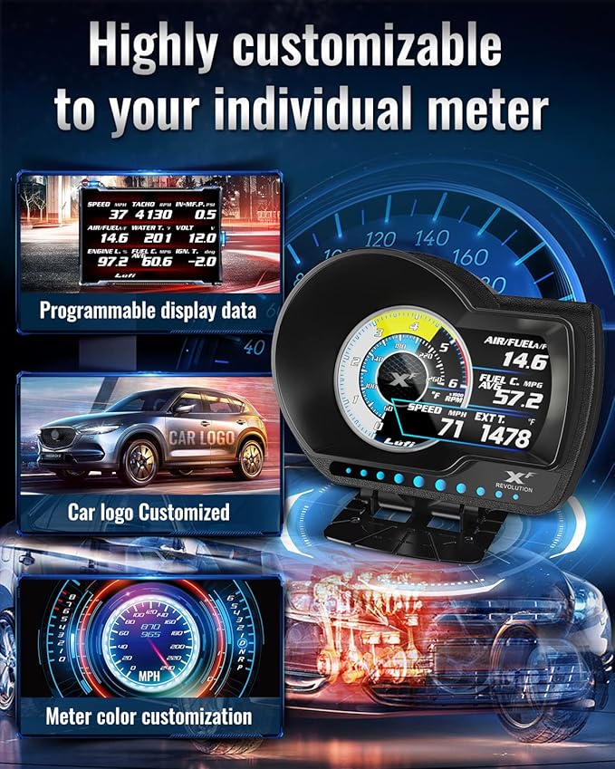 Xf Multifunctional Obd2 Gauge Display, Heads Up Display, Obd2 Scanning Tool Combination Meter