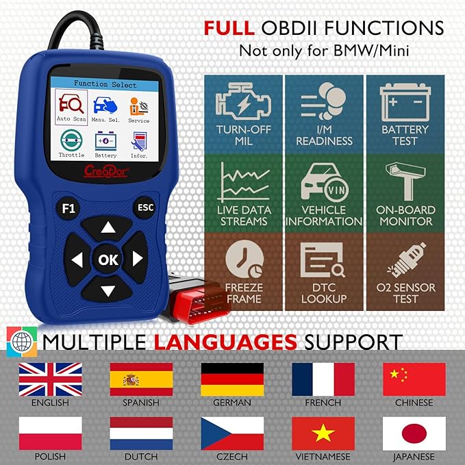 Creator C420 OBD2 Scanner Fit for BMW Mini Full Systems OBD-II Diagnostic Tool with Battery Registration Oil Reset CBS Reset ABS SRS OBD Scan Tool Code Reader [New Version Update of C110+ C310+ C410]