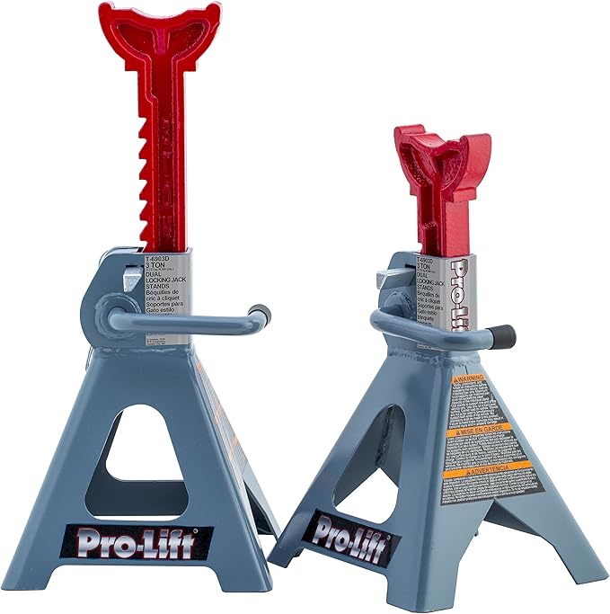 Pro-Lift T-6903D Double Pin Jack Stands + Pro-Lift C-2036D Grey Z-Creeper Seat