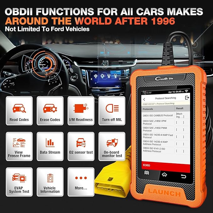 LAUNCH Creader Elite Bidirectional Scanner fit for Ford Lincoln Mercury Mazda, 2025 Full Systems All Resets OBD2 Scanner, PMI Function Diagnostic Scan Tool, Battery Registration, Lifetime Free Update